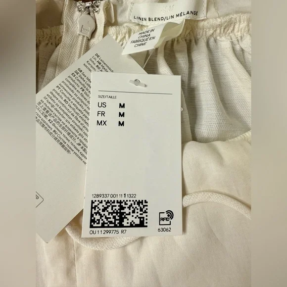 NWT H&M Elegant Cream Spaghetti Strap Dress size Medium linen blend - Picture 12 of 13